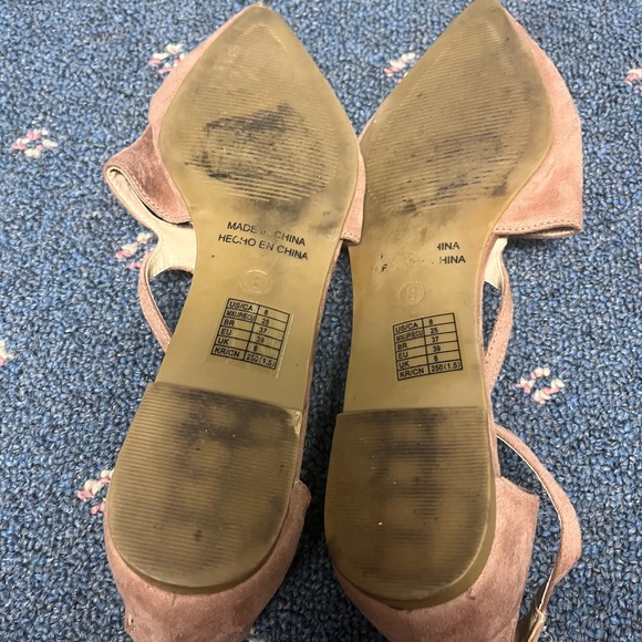 Forever 21 Pink Ballet Flats Womens Size 8 Pointed Toe‎ Open Ankle Buckle Strap - Picture 10 of 11